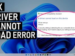 A driver cannot load on this device on Windows 11 10