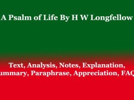 A Psalm of Life By H W Longfellow