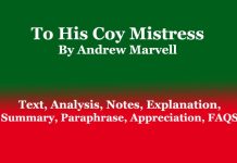 To His Coy Mistress By Andrew Marvell: Text, Analysis, Notes To His Coy Mistress