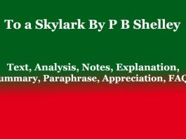 To a Skylark By P B Shelley