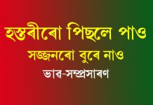 হাতীৰো পিছলে পাও সজ্জনৰো বুৰে নাও হাতীৰো পিছলে পাও সজ্জনৰো বুৰে নাও
